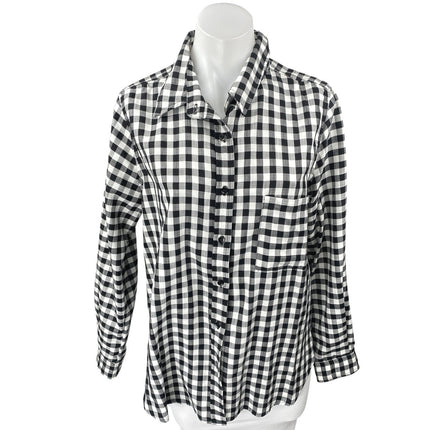 Salt Women's Black White Gingham Check Long Sleeve Button Up Shirt Top Size S