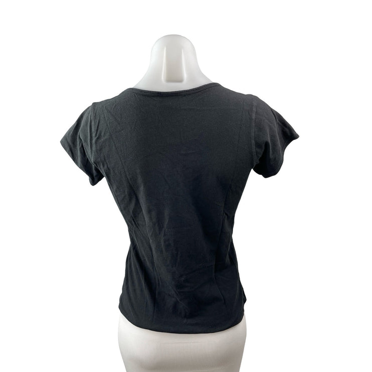 Harley Davidson Women's Black Embroidered Logo Short Sleeve T Shirt Tee Top S