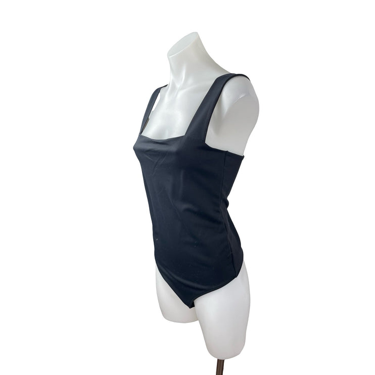 Abercrombie & Fitch Women's Black Square Neck Tank Thong Bodysuit Top Size M