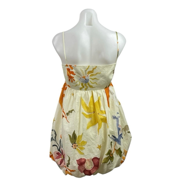 Zara Voluminous Floral Sleeveless Mini Balloon Cami Tank Flare A-Line Dress Sz S