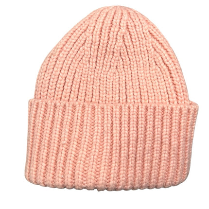 UGG Women's Pink Wool Blend Ribbed Knit Fold Over Cuffed Beanie Cap Hat Size S