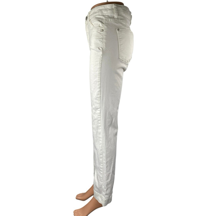 Elle Jeans Curves Women's White High Waisted Bootcut Flared Pants Denim Jeans 40