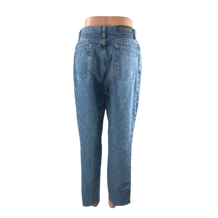 Gitano Women's Blue Ripped Distressed Straight Wide Leg Denim Jeans Pants Size S