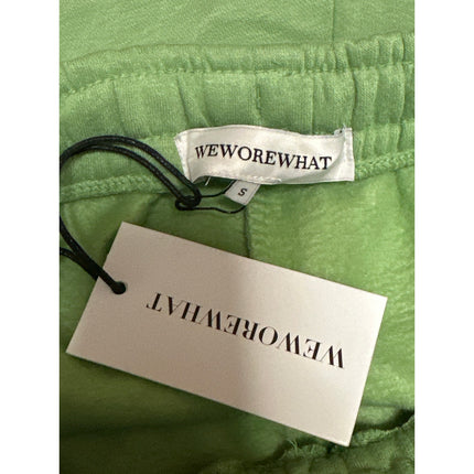 NEW WeWoreWhat Women's Green Elastic Waist Drawstring Wide Leg Sweat Shorts Sz S
