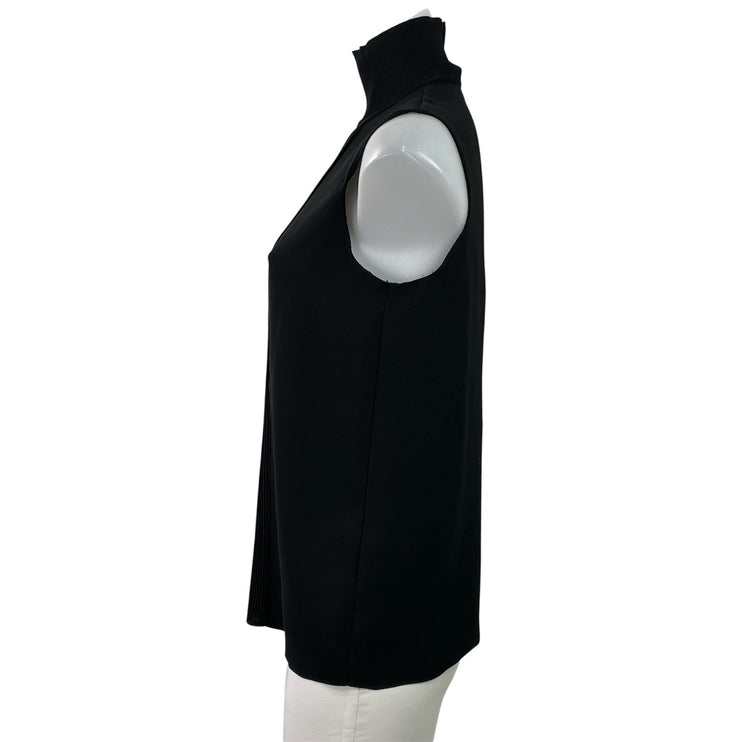 VINCE Women's Black Sleeveless Turtleneck Pleated Sweater Vest Tank Top Size XS