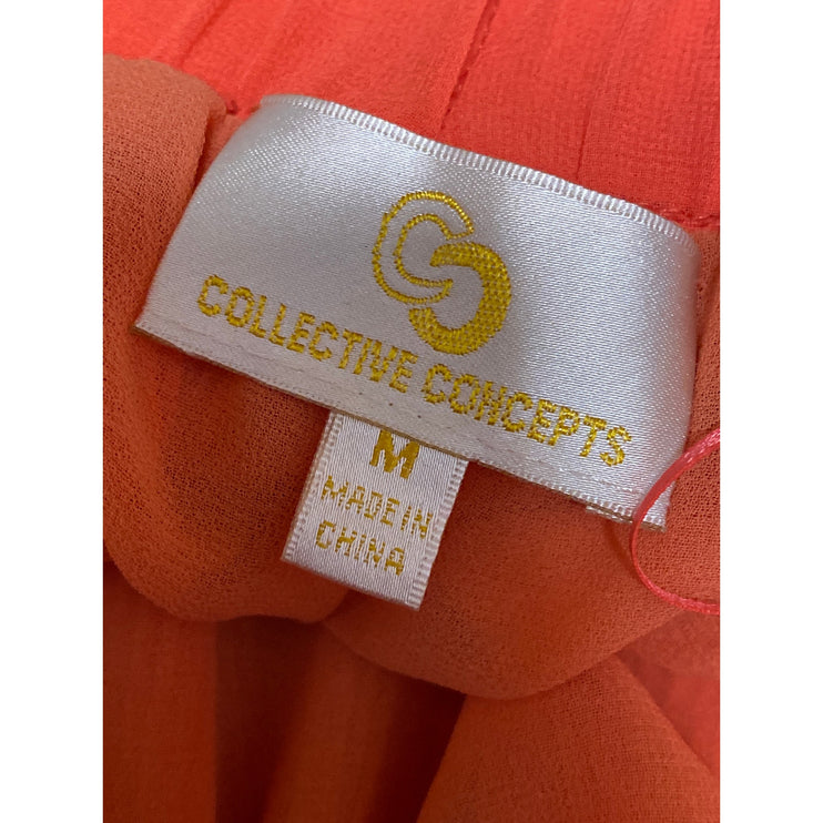 Collective Concepts Coral High Waist Mesh Mix Media Pleated A Line Mini Skirt 4