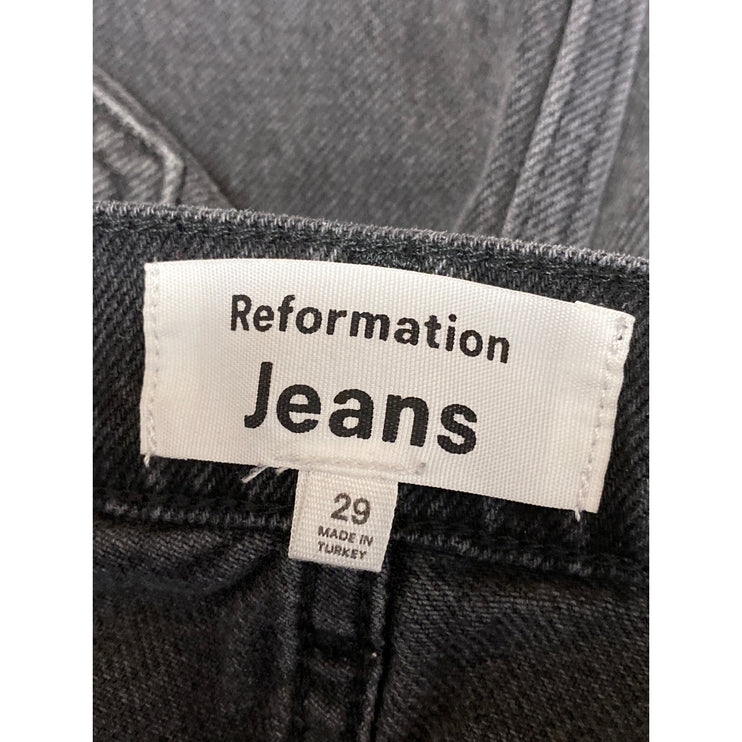 Reformation Nila Black Washed High Waist Slit Split Pencil Denim Jean Skirt 29