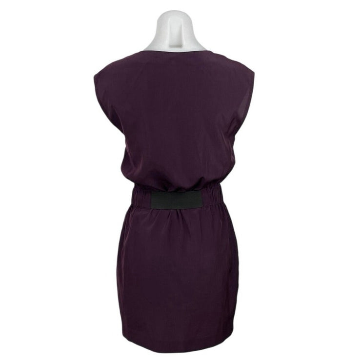 RACHEL Rachel Roy Purple Sleeveless V Neck Elastic Waist Blouson Mini Dress Sz 2