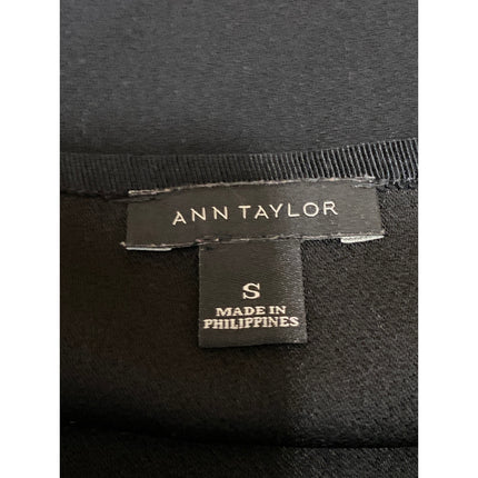 Ann Taylor Women's Black Boat Neck 3/4 Sleeve Loose Fit Peplum Blouse Top Size S