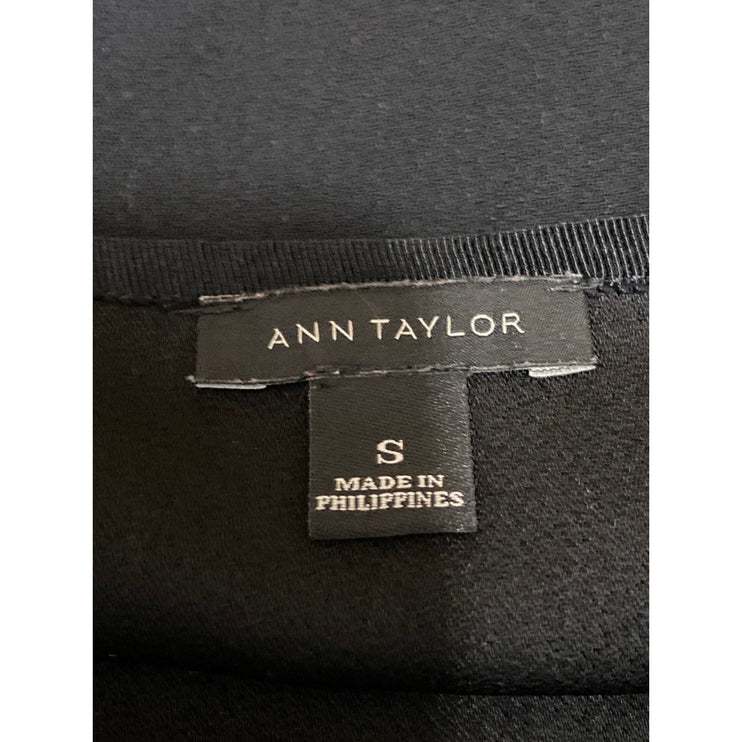 Ann Taylor Women's Black Boat Neck 3/4 Sleeve Loose Fit Peplum Blouse Top Size S
