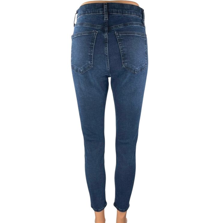Topshop Jamie Women's Blue High Waisted Stretch Cropped Skinny Jeans Size 28