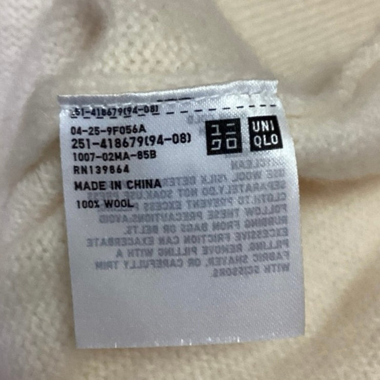 Uniqlo Cream 100% Wool Crew Neck Oversized Pullover Sweater Top Size XS