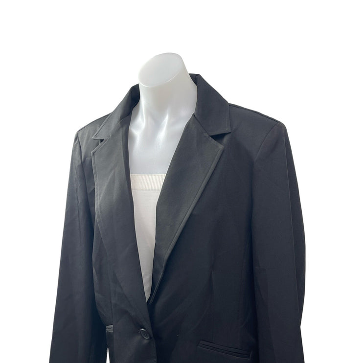 Camila Women's Black Long Sleeve Notch Lapel One Button Blazer Coat Jacket Sz 12