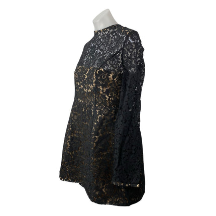 NEW Showpo Ness Women's Black Floral Lace Long Sleeve Mini Flare A-Line Dress 12