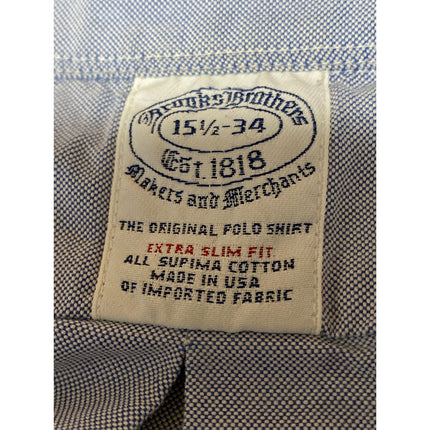 Brooks Brothers Blue Extra Slim Fit Long Sleeve Button Down Shirt Top 15 1/2-34