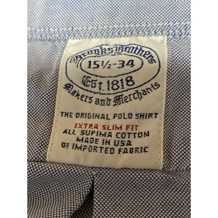 Brooks Brothers Blue Extra Slim Fit Long Sleeve Button Down Shirt Top 15 1/2-34