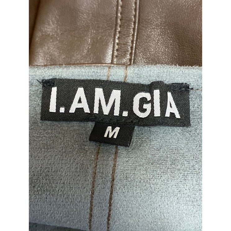 I.AM.GIA Brown Faux Leather Vegan Sweetheart Strapless Side Lace Up Crop Top M