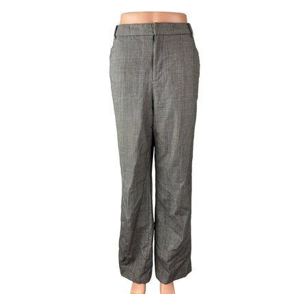 Chaps Women's Black Houndstooth High Rise Wide Leg Straight Trousers Pants Sz 12