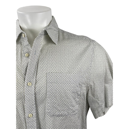 Banana Republic Men's White Slim Fit Floral Short Sleeve Button Down Shirt Top L