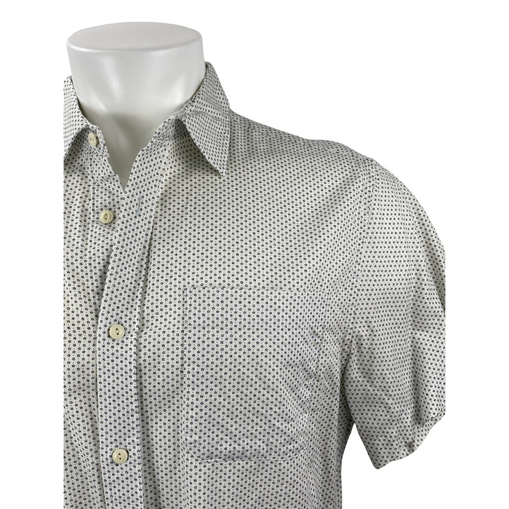 Banana Republic Men's White Slim Fit Floral Short Sleeve Button Down Shirt Top L