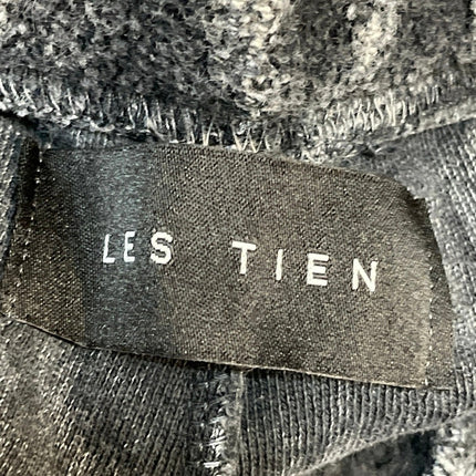 Les Tien Women's Black Gray Fleece Drawstring Wide Leg Lounge Sweat Pants Size M