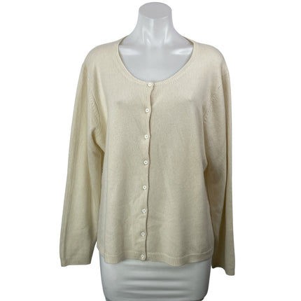 Neiman Marcus Cream 100% Cashmere Round Neck Button Down Cardigan Sweater Top 1X
