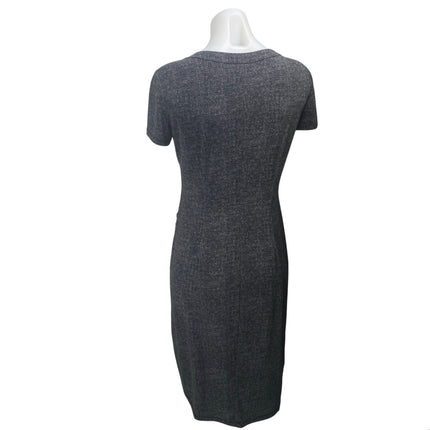 London Times Black Short Sleeve Round Neck Ruched T Shirt Mini Dress Size 4