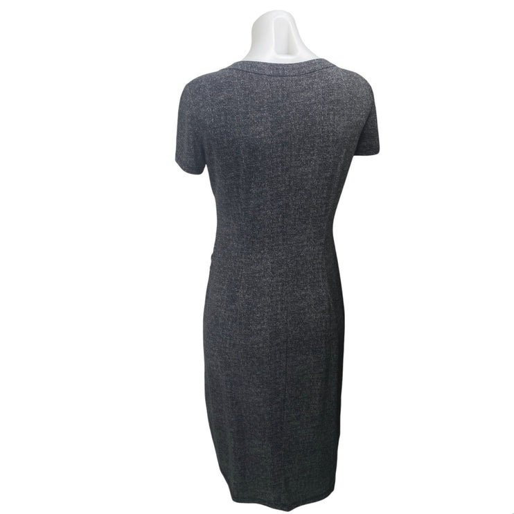London Times Black Short Sleeve Round Neck Ruched T Shirt Mini Dress Size 4