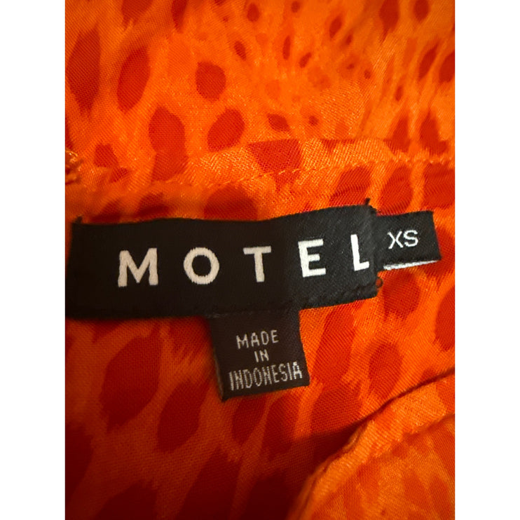 Motel Women's Coral Leopard Animal Print Slit High Waist Pencil Mini Skirt XS