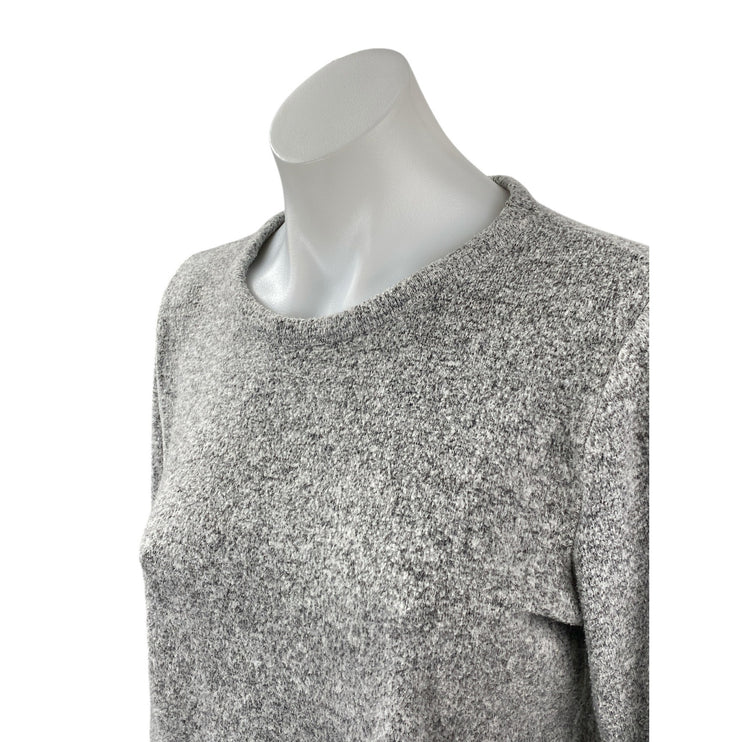 Zara Women's Gray Heather Long Sleeve Round Neck Knit Boxy Sweater Top Size L