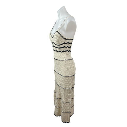 Zara Women's Geometric Crochet Knit Sleeveless Midi Cami Tank Bodycon Dress Sz M
