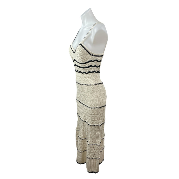 Zara Women's Geometric Crochet Knit Sleeveless Midi Cami Tank Bodycon Dress Sz M