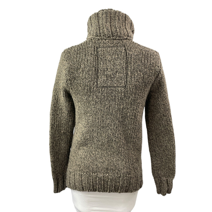 Superdry Co Women's Green Ribbed Knit Stand Collar 1/4 Zip Sweater Top Size S