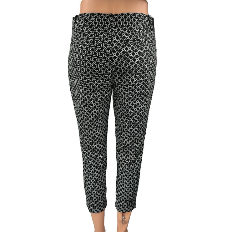 Liz Claiborne Women's Black Geometric Mid Rise Skinny Stretch Trousers Pants 2