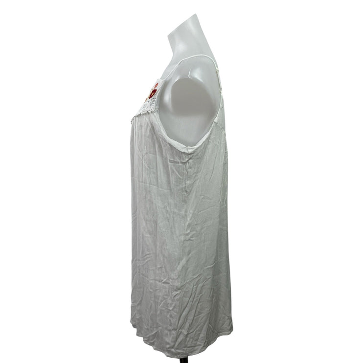 Jun & Ivy White Floral Embroidered Sleeveless Boho Cami Tank Mini Dress Size M