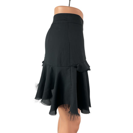 Diesel Women's Black High Waisted Ruffle Tiered Zip Fringe A Line Mini Skirt 26