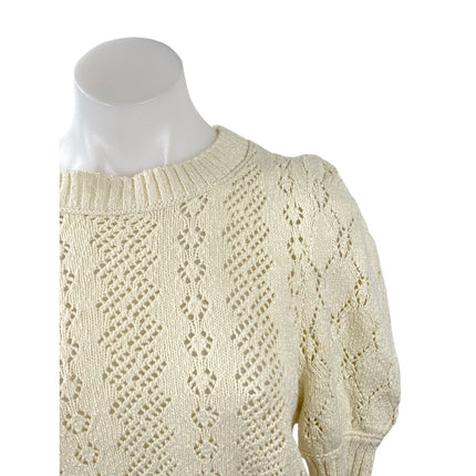 Free People Ethereal Dainty Pointelle Short Sleeve Crop Cardigan Sweater Top XS