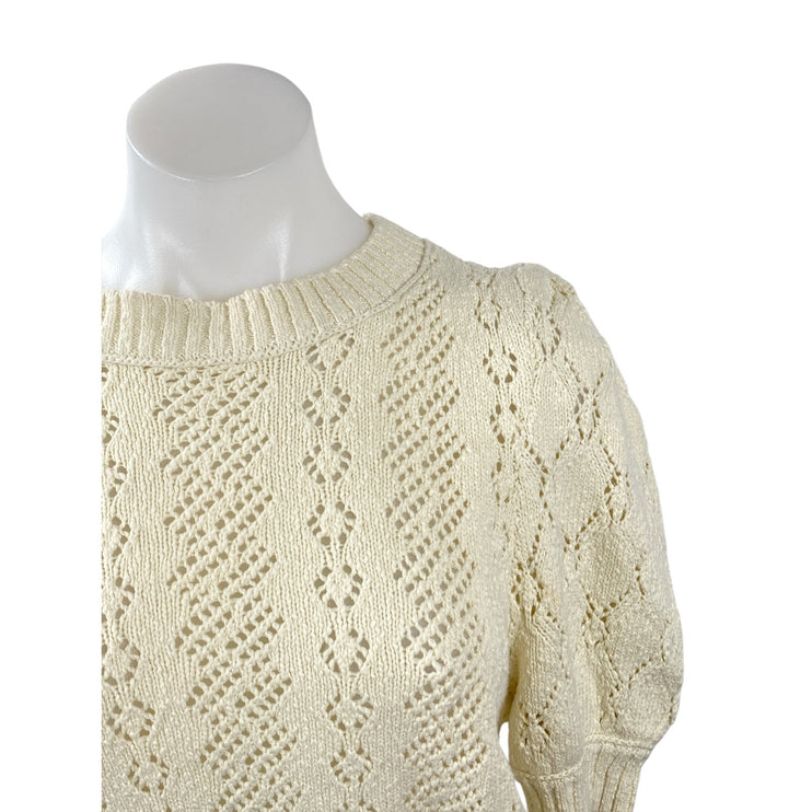 Free People Ethereal Dainty Pointelle Short Sleeve Crop Cardigan Sweater Top XS