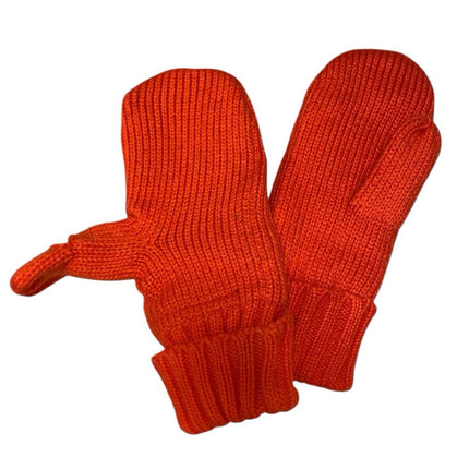 NEW Women's Coral Ribbed Knit Winter Snow Warmer Ski Flask Mittens Gloves OS