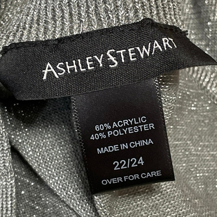 Ashley Stewart Silver Metallic Glitter Cold Shoulder Halter Tunic Dress 22/24