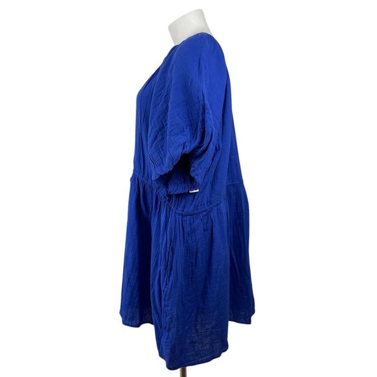 NEW Old Navy Poet Blue Puff Sleeve Mini Peasant Blouson Flare A-Line Dress Sz 4X