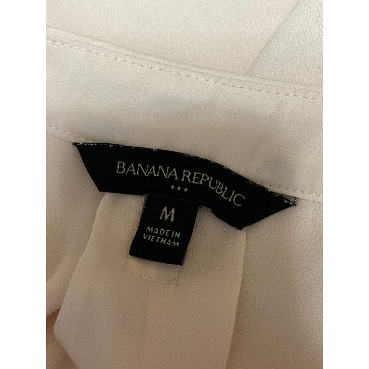 Banana Republic Womens Pink Sheer Crew Neck Long Sleeve Work Office Blouse Top M