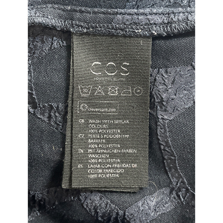 Cos Women's Black Abstract Textured Short Sleeve Mini A-Line Shift Dress Size 8