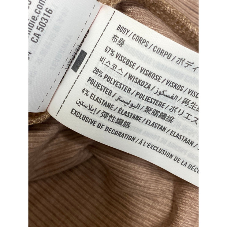 Abercrombie & Fitch Womens Beige Ribbed Crew Neck Long Sleeve Crop Sweater Top S