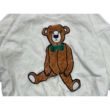 Mini Rodini Kids Cream Teddy Bear Patch Crew Neck Long Sleeve Sweater Top 8-9YO