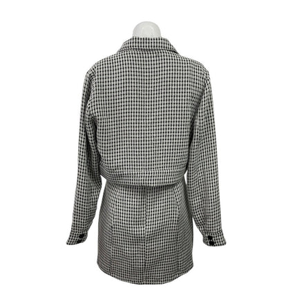 Reformation Black Houndstooth Co-ords Crop Jacket Cami Mini Dress Set Size 4