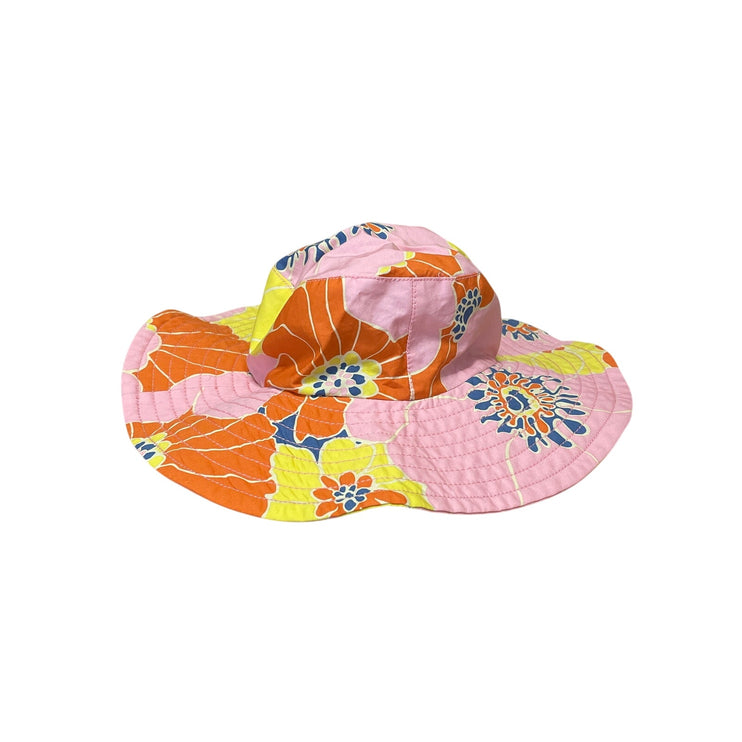 Zara Women's Pink Yellow Floral Long Sleeves Kimono Tunic Shirt Top & Hat Sets M