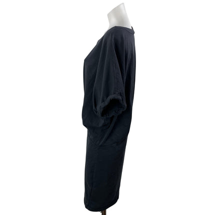 Allsaints Lea Mal Black Dolman Half Sleeve Pleat Sweatshirt Blouson Mini Dress 6