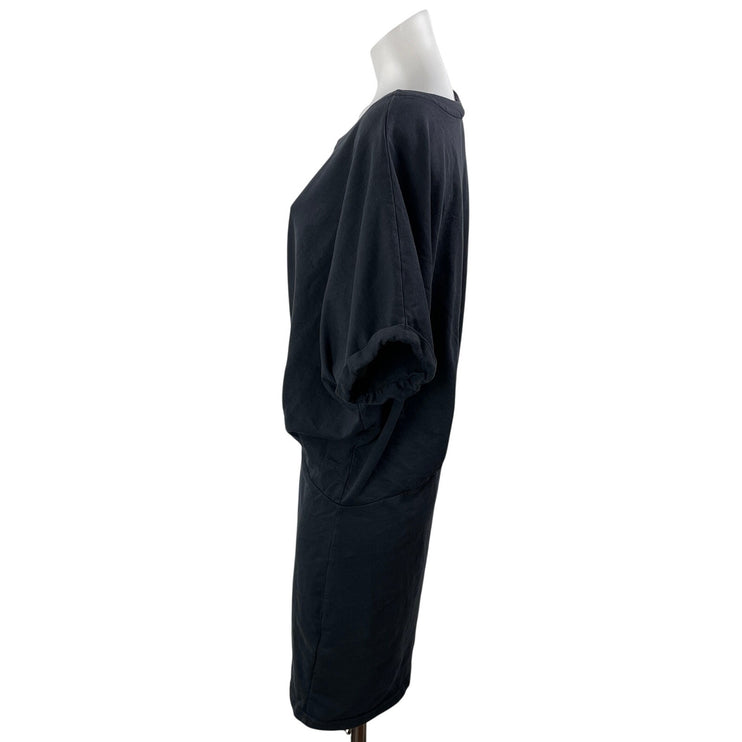 Allsaints Lea Mal Black Dolman Half Sleeve Pleat Sweatshirt Blouson Mini Dress 6