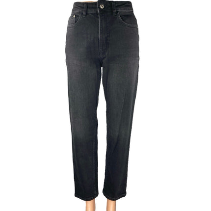 Zara Women's Black Wash High Waist Straight Tapered Leg Denim Jeans Pants Size 2